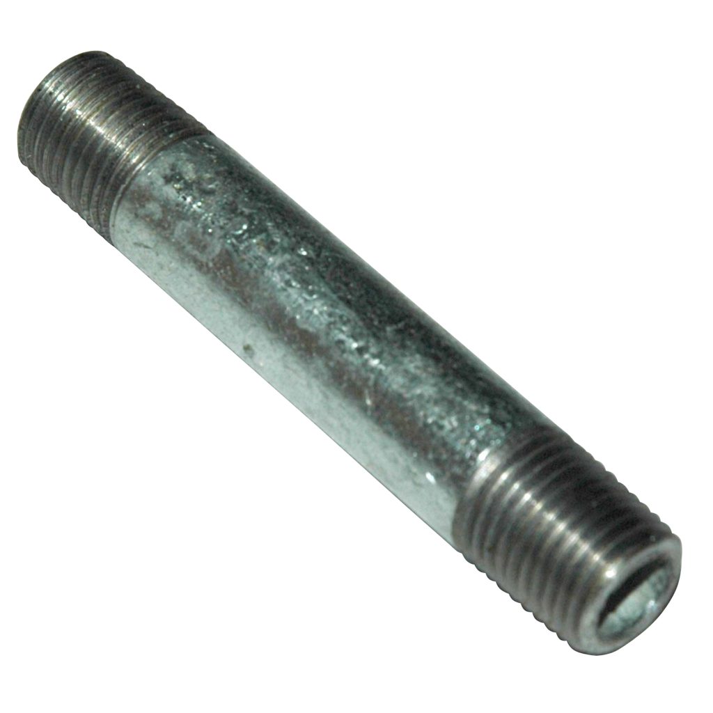 Pipe Nipple, 1/4" NPT, 3" Length, Galvanized Steel