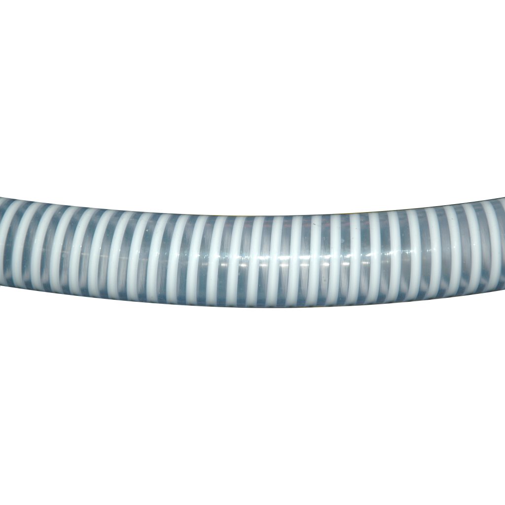 Loader Hose, 1" ID, Smooth Cover, Clear Wall, White Helix Reinforced PVC & Seamless Smooth Bore