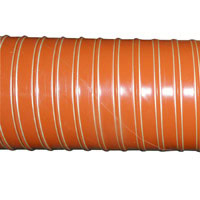 Hopper Dryer Hose, 2-Ply, Orange, 5" ID, 12' Long, Silicone Coated Fiberglass