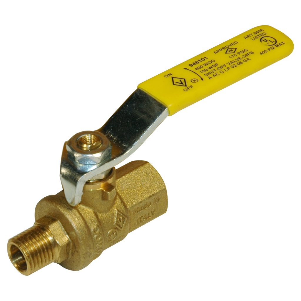 Ball Valve, 1/4" Male x 1/4" Female NPT Full Port, Brass