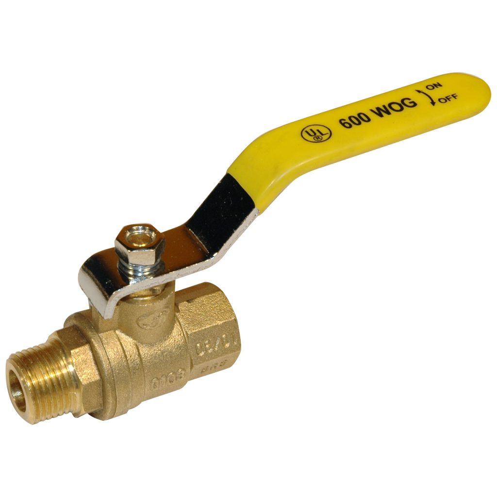 Ball Valve, 3/8" Male x 3/8" Female NPT Full Port, Brass