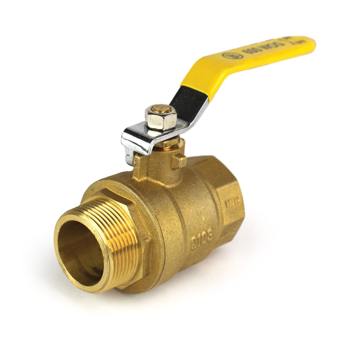 Ball Valve, 1-1/4" Male x 1-1/4" Female NPT Full Port, Brass - Image 1