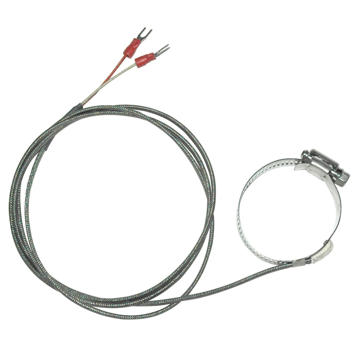 Thermocouple, 1-1/16" to 2" Diameter Range, All in One Clamp Style, Type J, 48" SS Leads, Spade Lugs - Image 1