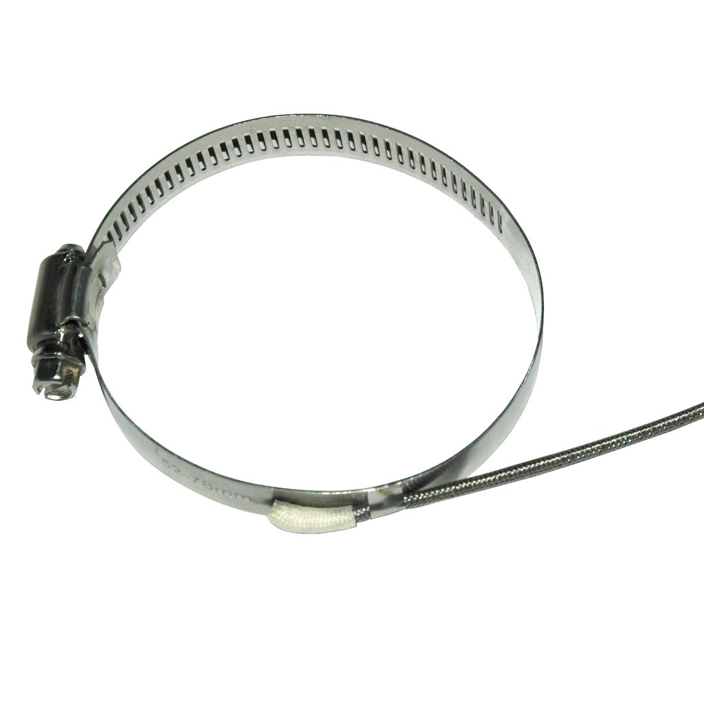 Thermocouple, 2-1/16" to 3" Diameter Range, All in One Clamp Style, Type J, 48" SS Leads, Spade Lugs