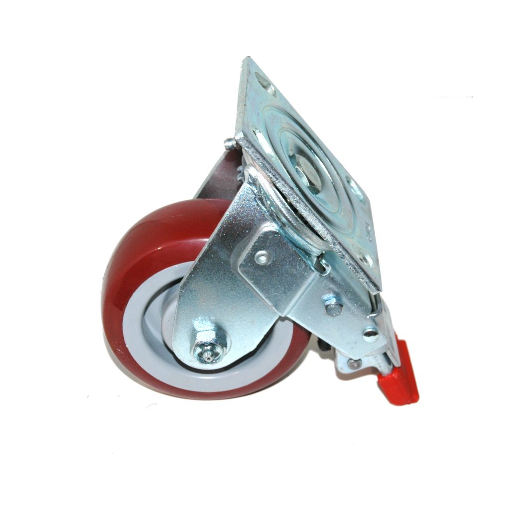 Caster, 5" Diameter, Flange Mount. Swivel-Locking Wheel