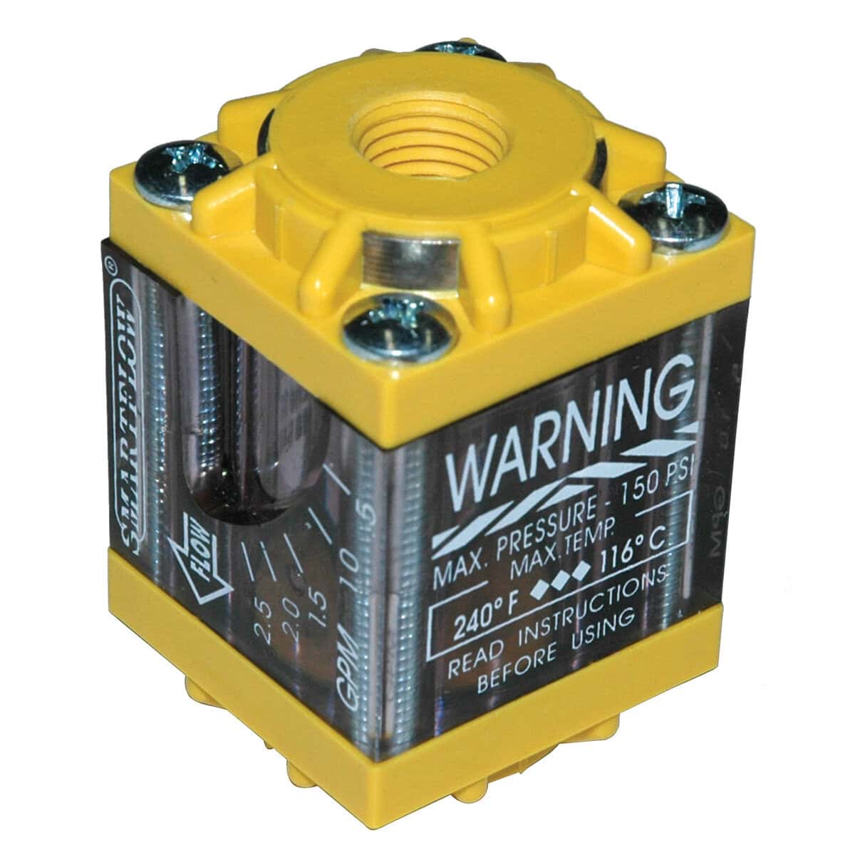Flowmeter, 1/4" NPT Inlet and Outlet, 2.5 gpm, Nylon End Caps - Image 1