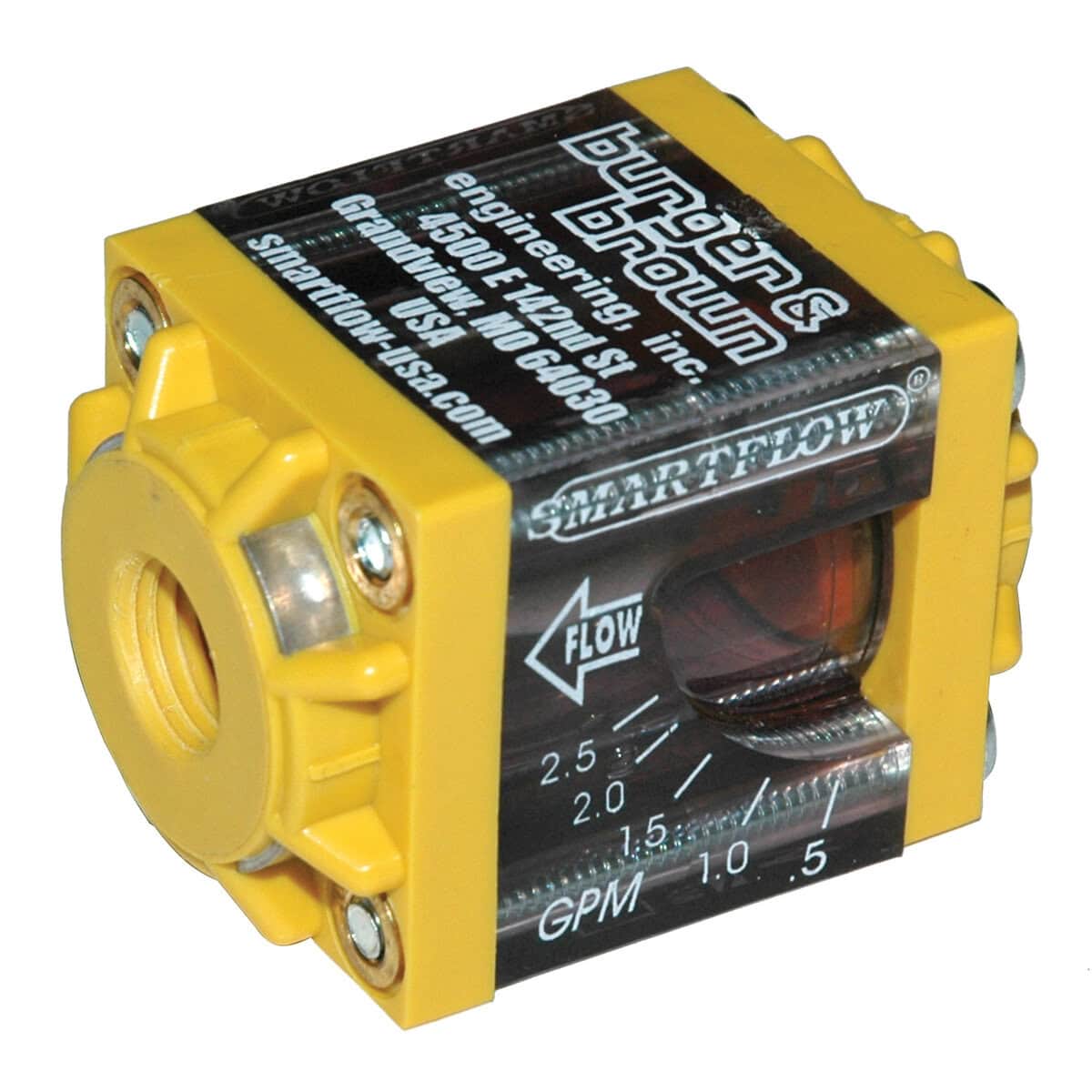 Flowmeter, 1/4" NPT Inlet and Outlet, 2.5 gpm, Nylon End Caps - Image 2