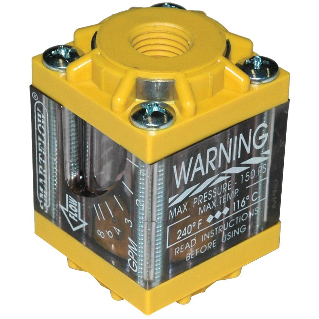 Flowmeter, 1/4" NPT Inlet and Outlet, 8.0 gpm, Nylon End Caps