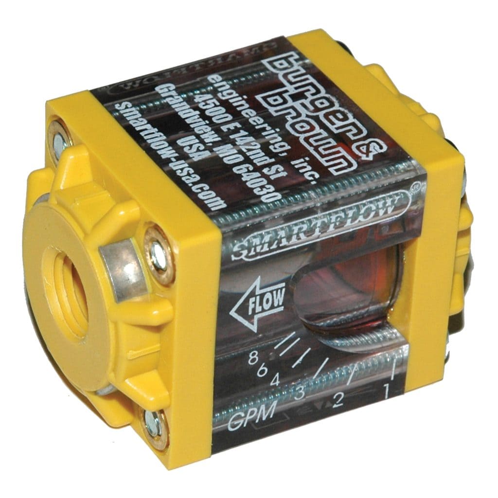 Flowmeter, 1/4" NPT Inlet and Outlet, 8.0 gpm, Nylon End Caps