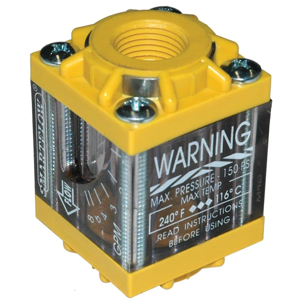Flowmeter, 3/8" NPT Inlet and Outlet, 8.0 gpm, Nylon End Caps