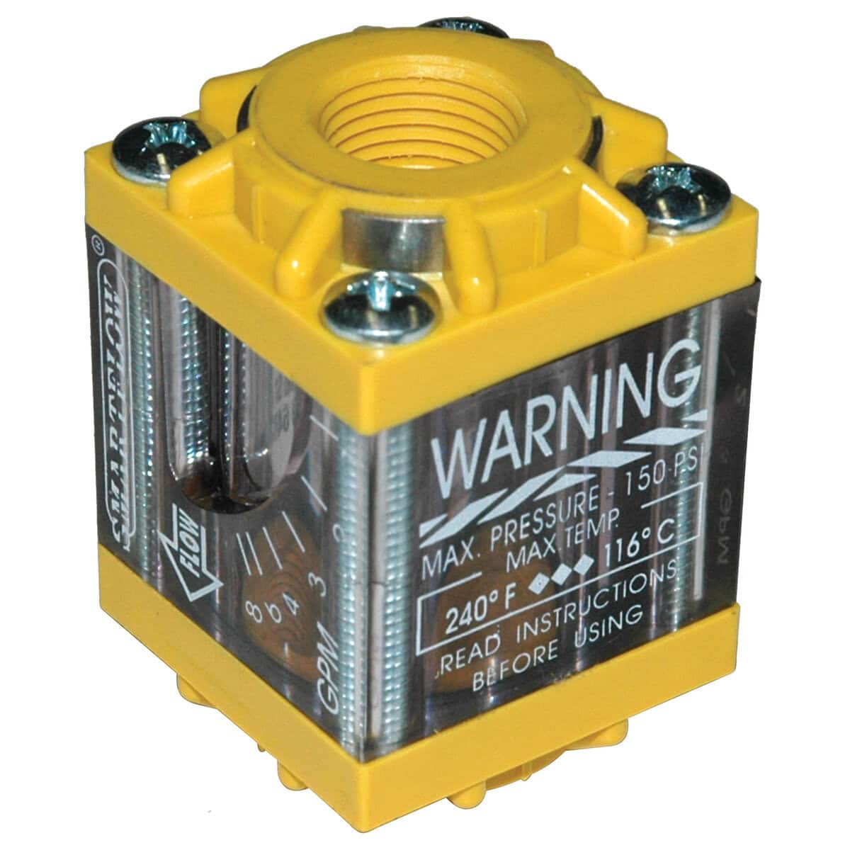 Flowmeter, 3/8" NPT Inlet and Outlet, 8.0 gpm, Nylon End Caps - Image 1