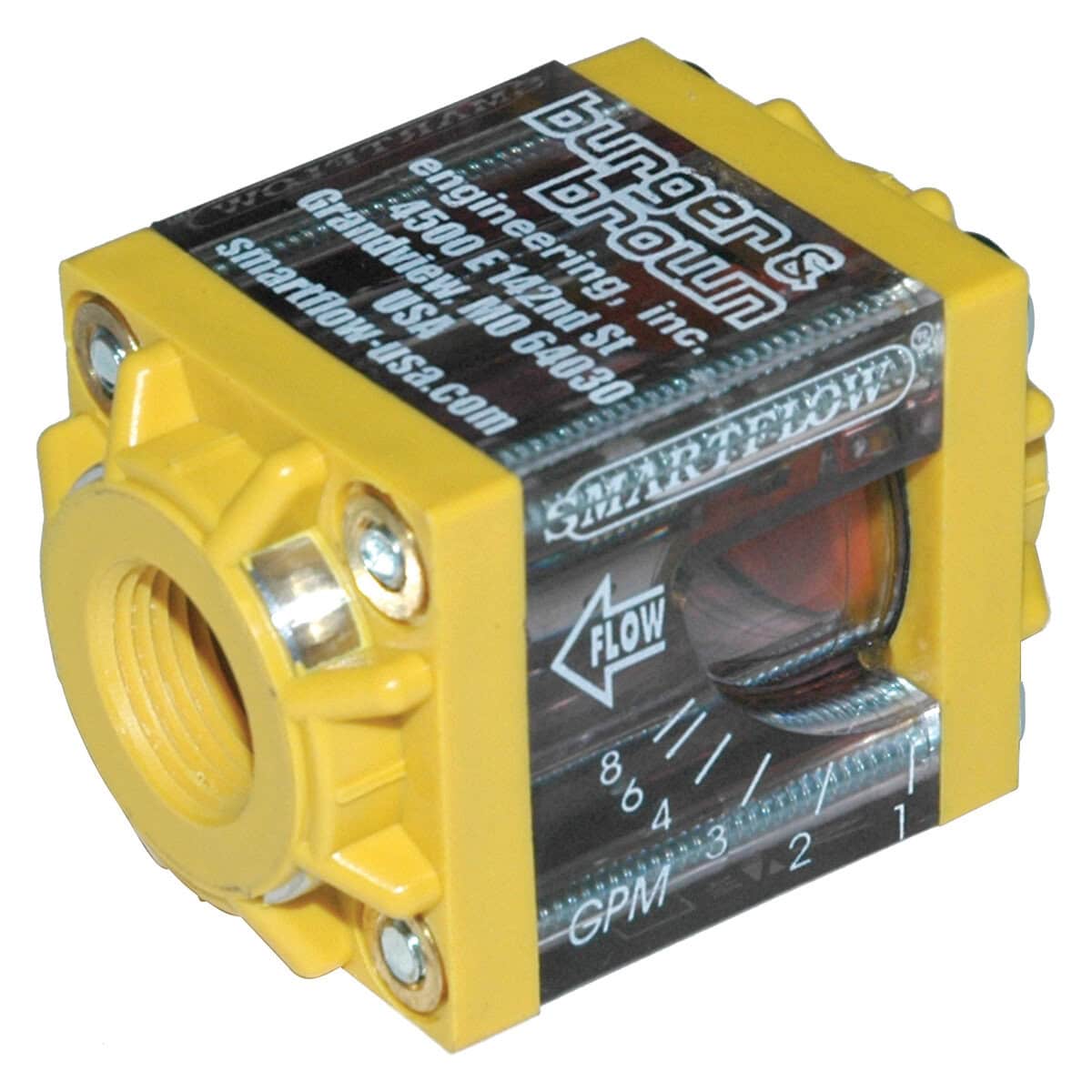 Flowmeter, 3/8" NPT Inlet and Outlet, 8.0 gpm, Nylon End Caps - Image 2