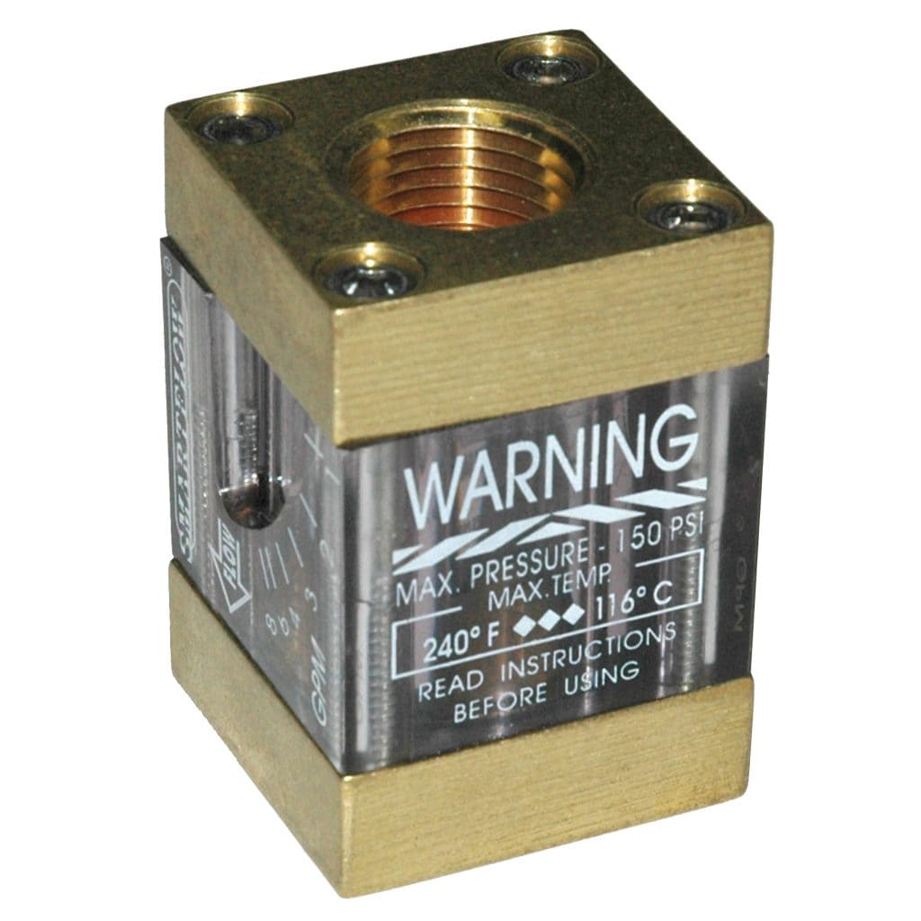 Flowmeter, 1/2" NPT Inlet and Outlet, 8.0 gpm, Brass End Caps