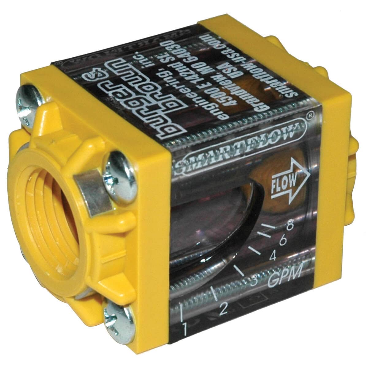 Flowmeter, 1/2" NPT Inlet and Outlet, 8.0 gpm, Nylon End Caps - Image 2