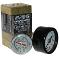Flowmeter, 1/4″ NPT, 2.5 gpm, Brass, Thermometer and Pressure Gauge (100 psi)