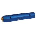 Manifold, Blue Aluminum, (2) 2″ Inlets and (6) 1/2″ Ports, with (1) Bronze End Plug