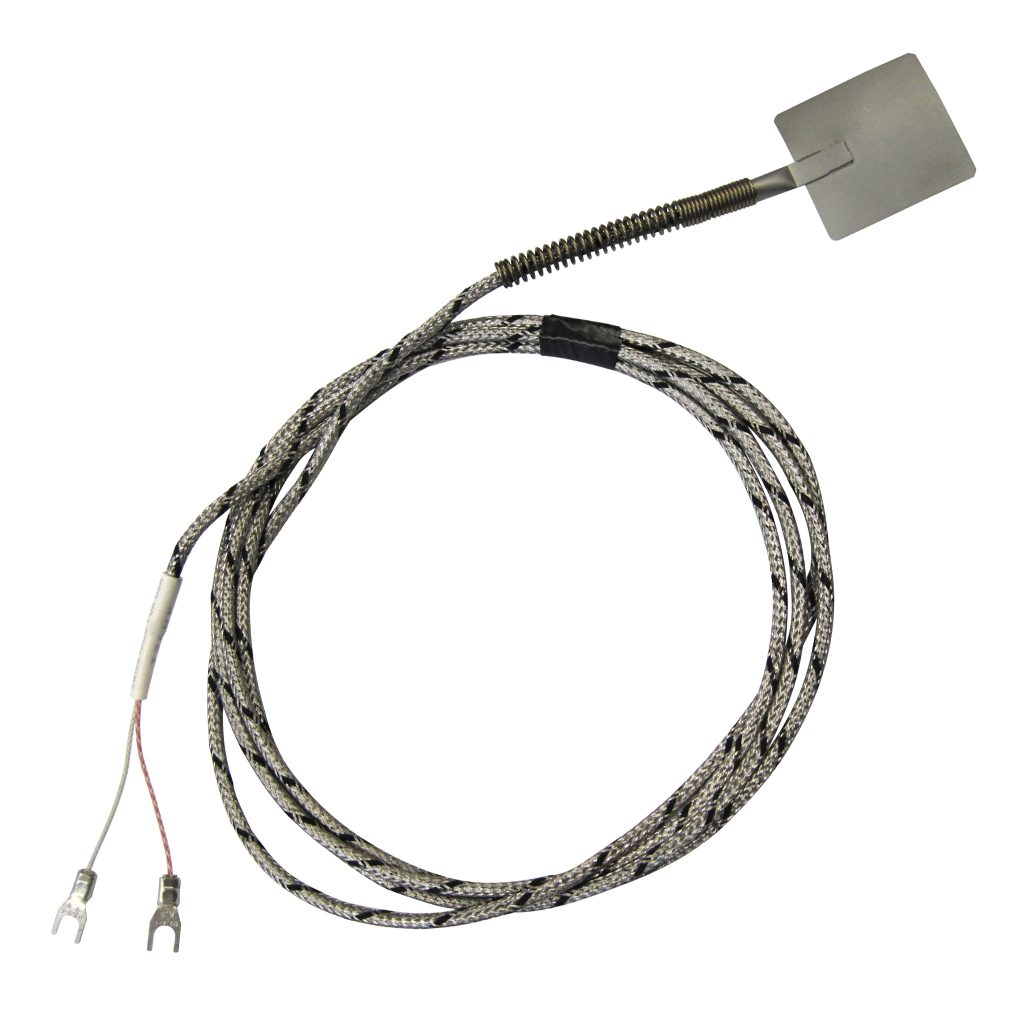 Thermocouple, Spade Style, Type J, 30mm Square Spade, 144" SS Leads, Spade Lugs, Grounded