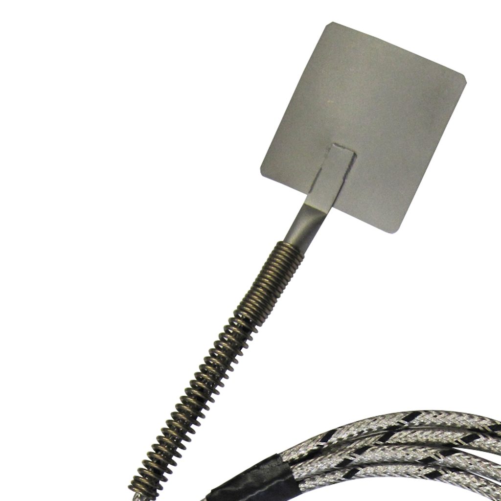 Thermocouple, Spade Style, Type J, 30mm Square Spade, 144" SS Leads, Spade Lugs, Grounded