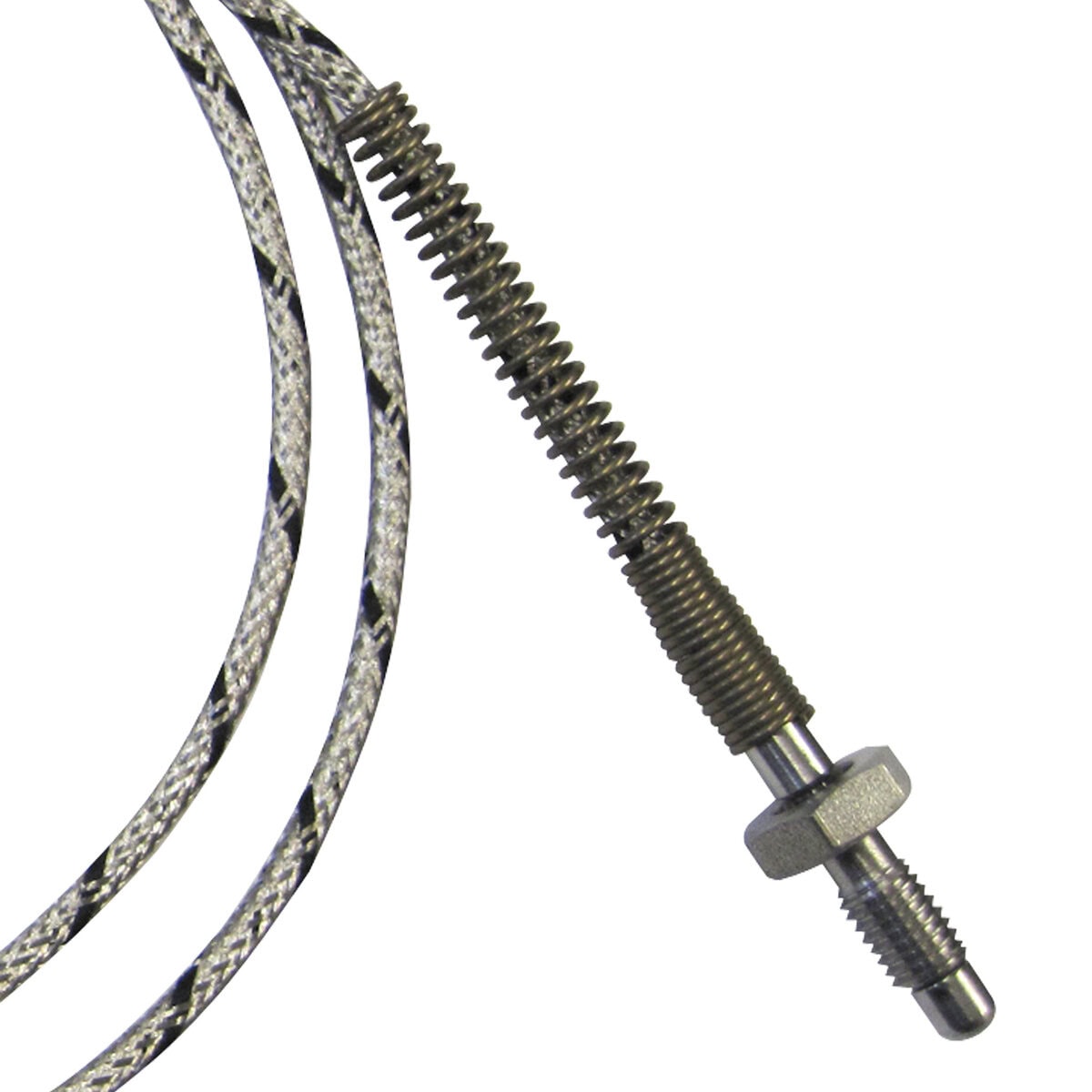 Thermocouple, Nozzle/Bolt Style, Type J, 1/4"-28 Thread, 3/16" Tip, 48" SS Leads, Spade Lugs, Grounded - Image 2