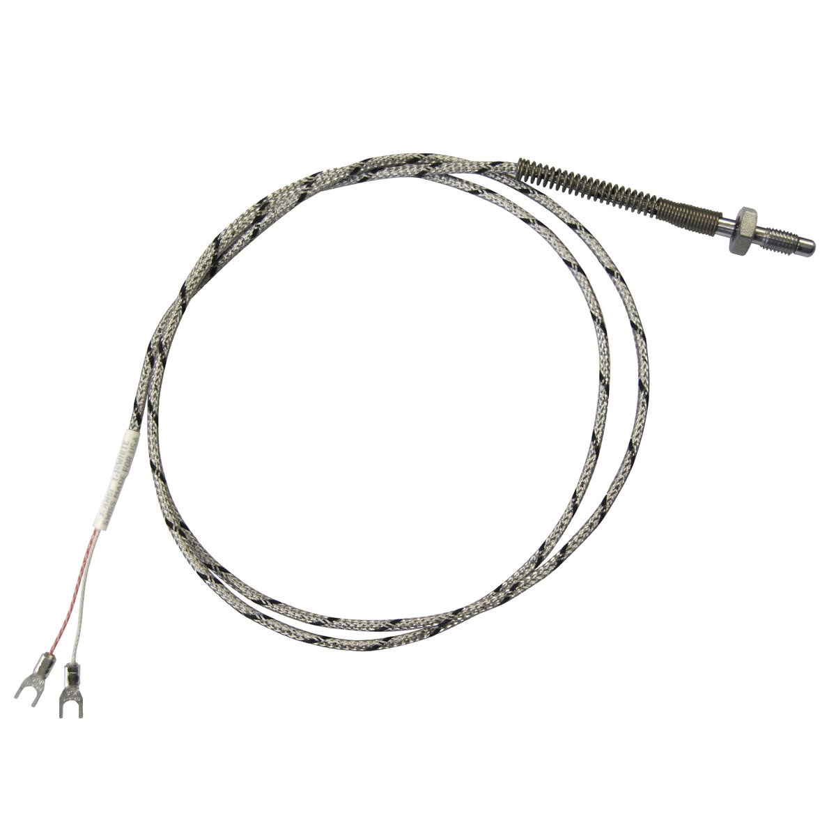 Thermocouple, Nozzle/Bolt Style, Type J, 1/4"-28 Thread, 3/16" Tip, 144" SS Leads, Spade Lugs, Grounded - Image 1