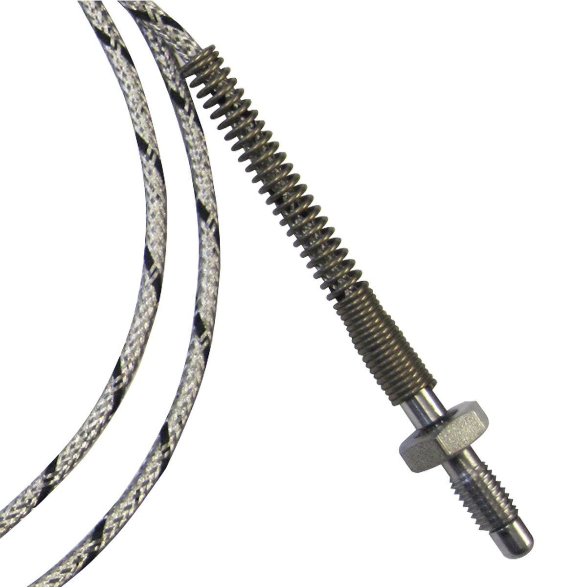 Thermocouple, Nozzle/Bolt Style, Type J, 1/4"-28 Thread, 3/16" Tip, 96" SS Leads, Spade Lugs, Ungrounded - Image 2