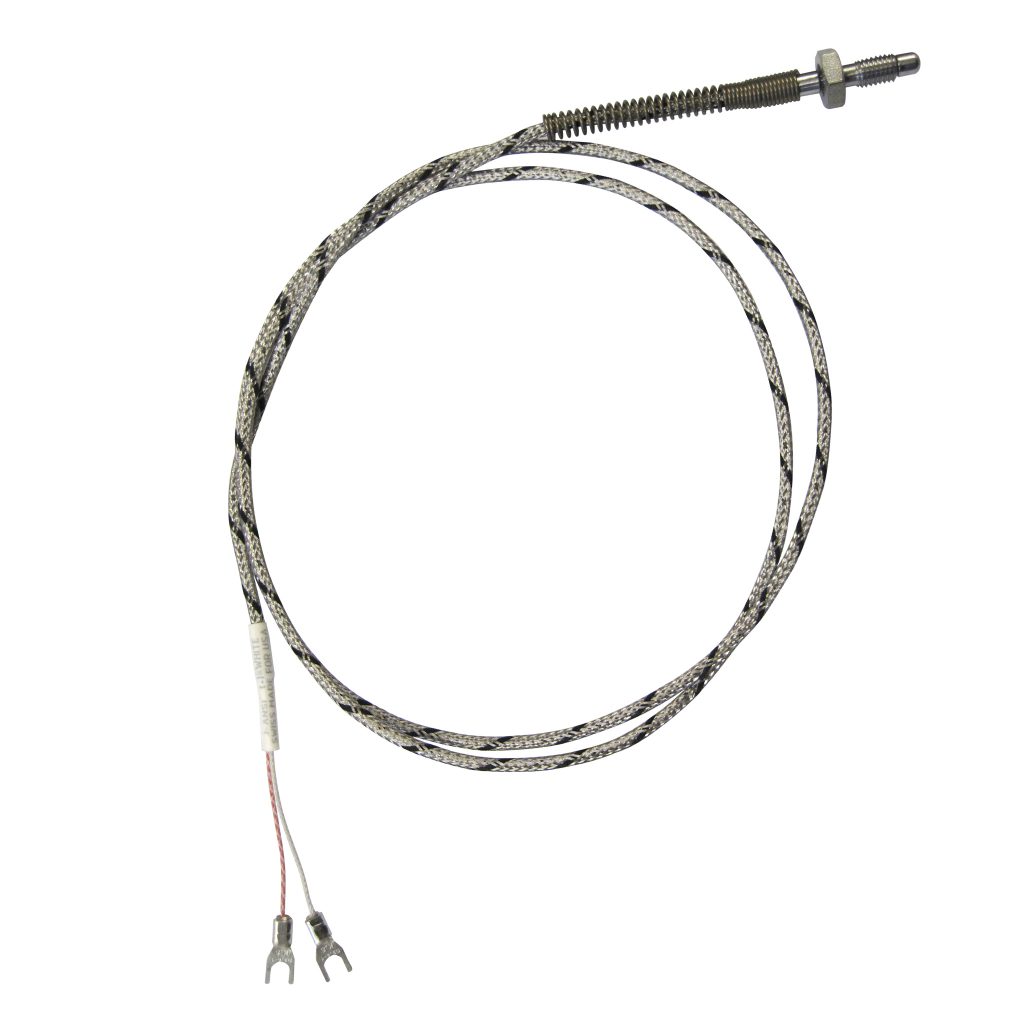 Thermocouple, Nozzle/Bolt Style, Type J, 1/4"-28 Thread, 3/16" Tip, 144" SS Leads, Spade Lugs, Ungrounded