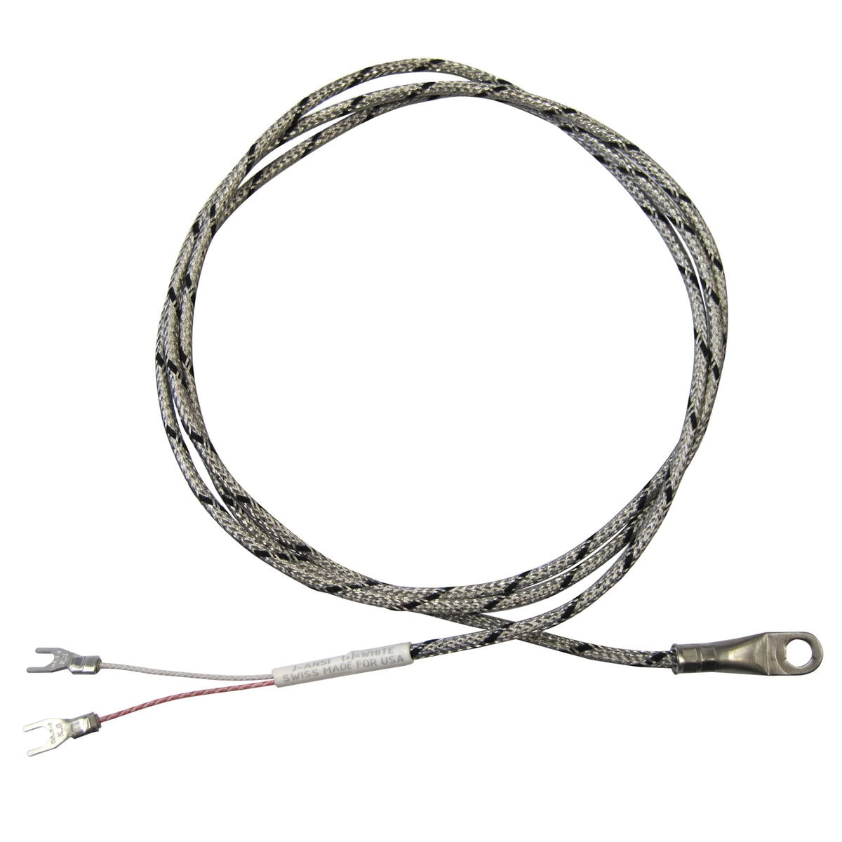 Thermocouple, Washer Style, 3/16" ID, Type J, 144" SS Leads, Spade Lugs, Grounded - Image 1