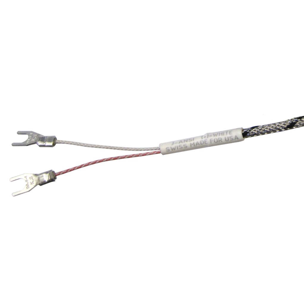 Thermocouple, Washer Style, 3/16" ID, Type J, 144" SS Leads, Spade Lugs, Grounded