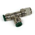 Push to Connect Tube Fitting, Run Tee, Male Swivel, 1/4″ OD Tube, 3/8″ NPT