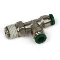 Push to Connect Tube Fitting, Run Tee, Male Swivel, 1/4″ OD Tube, 3/8″ NPT