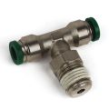Push to Connect Tube Fitting, Branch Tee, Male Swivel, 3/8″ OD Tube x 1/4″ NPT