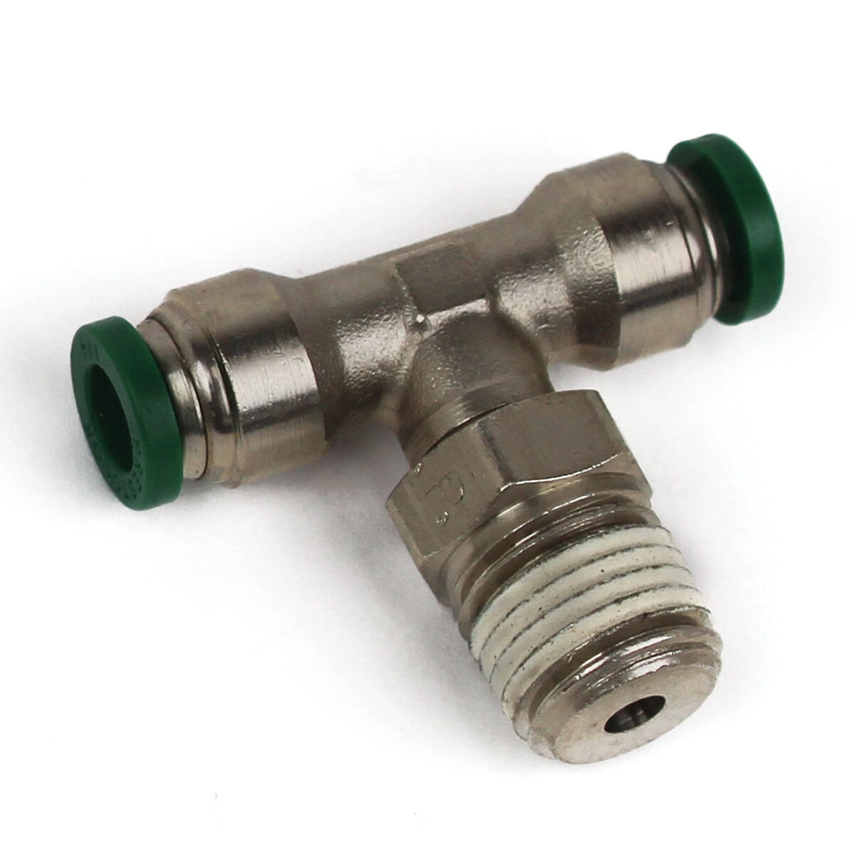 Push to Connect Tube Fitting, Branch Tee, Male Swivel, 3/8" OD Tube x 3/8" NPT - Image 1