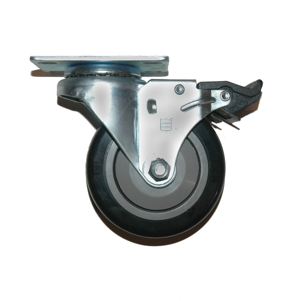 Caster, 4", Swivel/Locking, Flanged Type