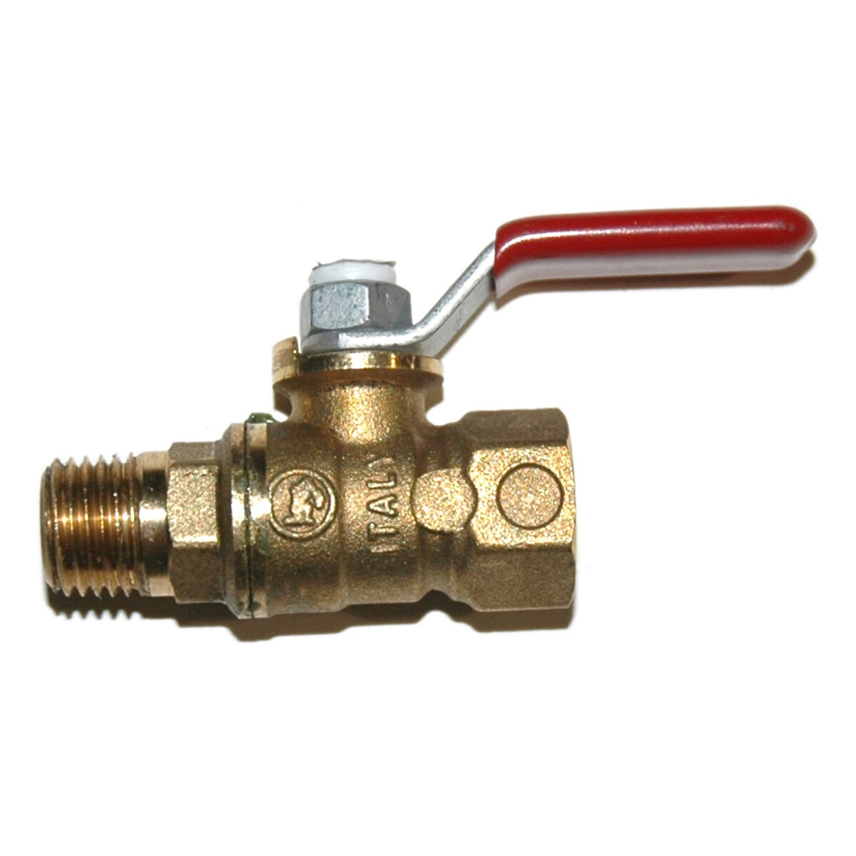 Ball Valve, 1/4" Male x 1/4" Female NPT Low Profile Stem, Brass - Image 1