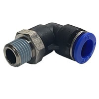Push to Connect Tube Fitting, Elbow, Male Swivel, 10mm OD Tube, 1/4" BSPP