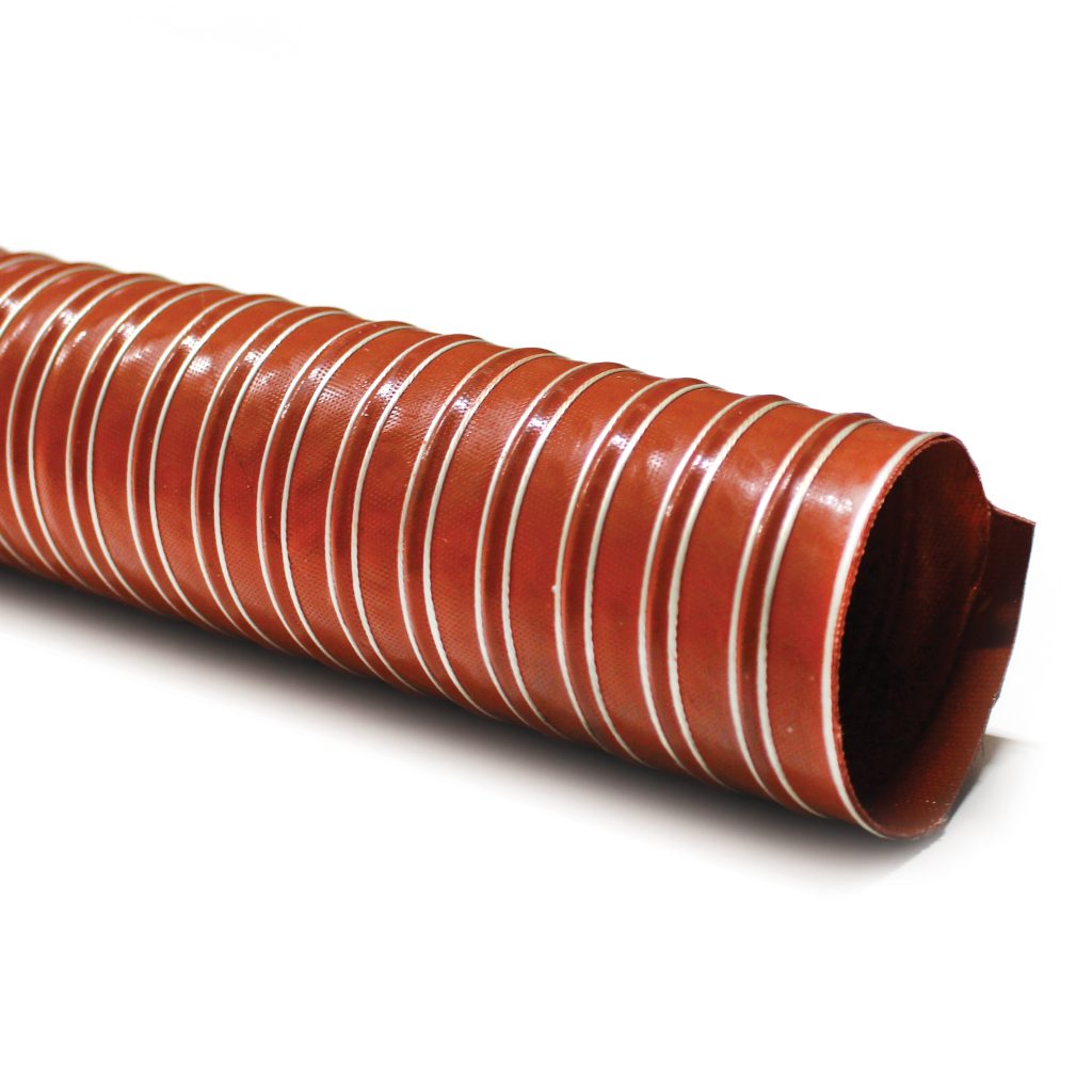 Hopper Dryer Hose, 2-Ply, Orange, 2" ID, 13' Long, Silicone Coated Fiberglass