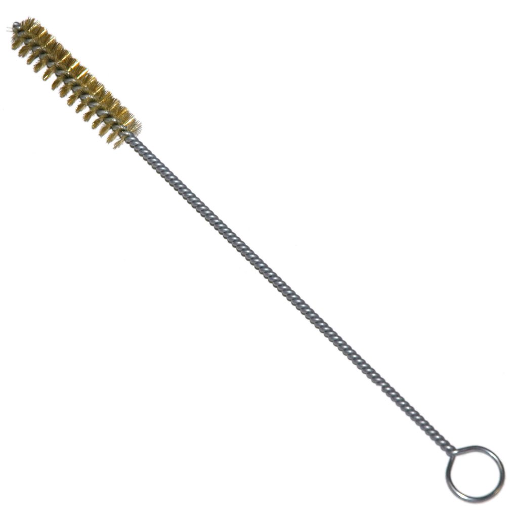 Brass Bristle Tube Brush, 7/16" Brush Diameter, 2" Brush Length, 8" Overall Length