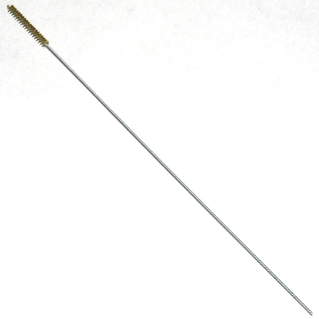 Brass Bristle, Power Driven (Double Spiral) Tube Brush, 1/4" Brush Diameter, 12" Length