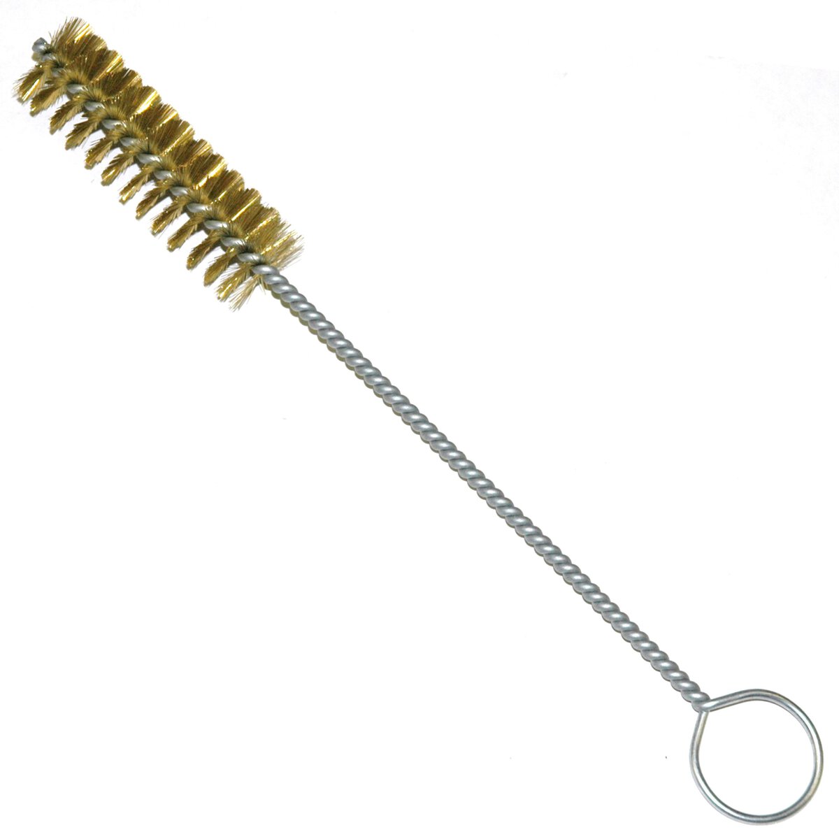Brass Bristle Tube Brush, 15/16" Brush Diameter, 3" Brush Length, 10" Overall Length - Image 1