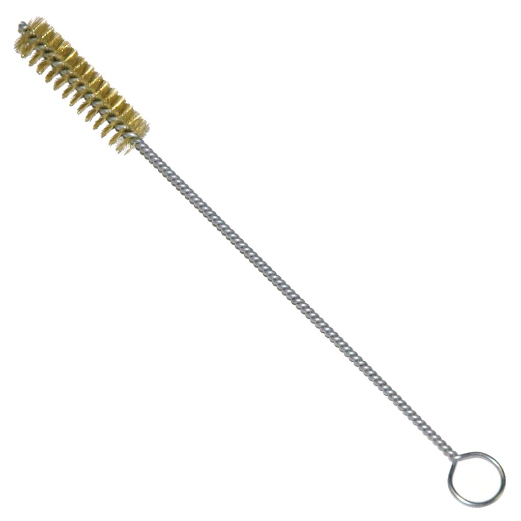 Brass Bristle Tube Brush, 1/2" Brush Diameter, 2" Brush Length, 8" Overall Length
