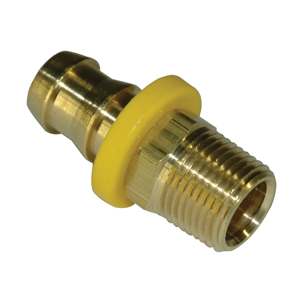 Hose Barb, 1/2" Inside Diameter Push-On, 3/8" Male NPT, Brass - Image 1