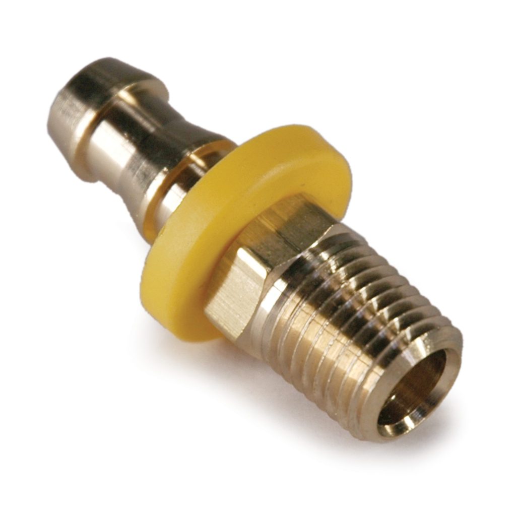 Hose Barb, 3/8" Inside Diameter Push-On, 1/4" Male NPT, Brass