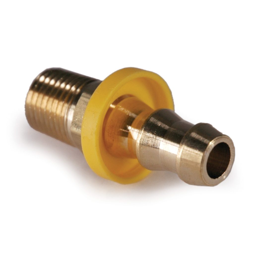 Hose Barb, 3/8" Inside Diameter Push-On, 1/4" Male NPT, Brass