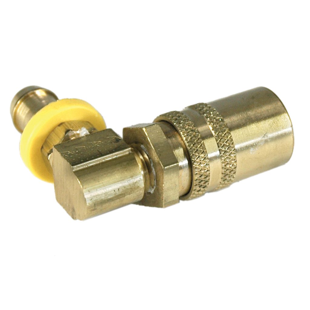 Coupler, 3/8" Passage, 90 Degree, 1/2" Hose Barb Push-On, 318P Series.