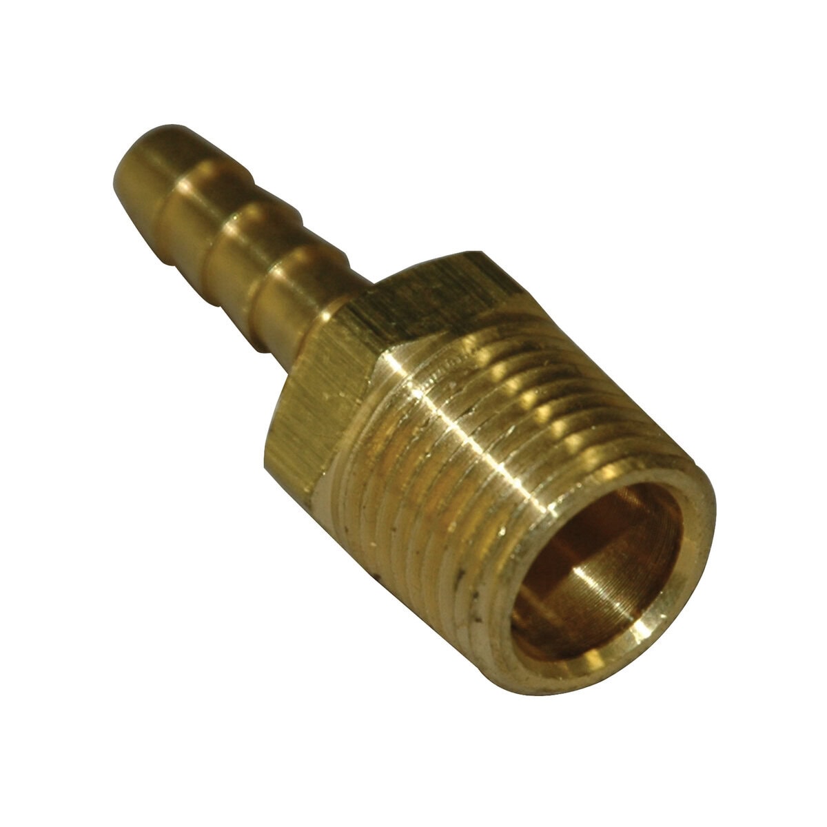 Hose Barb, 1/4" Inside Diameter Hose, 3/8" Male NPT, Straight, Brass - Image 1