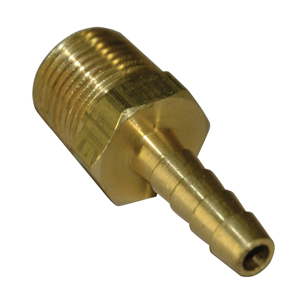 Hose Barb, 1/4" Inside Diameter Hose, 3/8" Male NPT, Straight, Brass