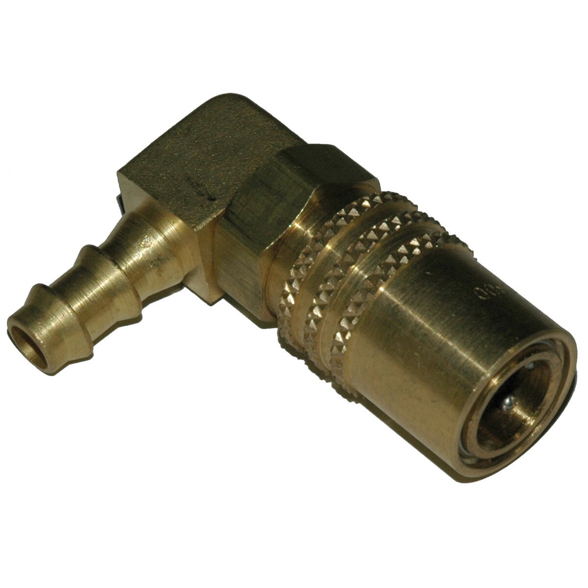 Coupler, 3/8" Passage, 90 Degree, 3/8" Inside Diameter Hose, 316 Series. - Image 1