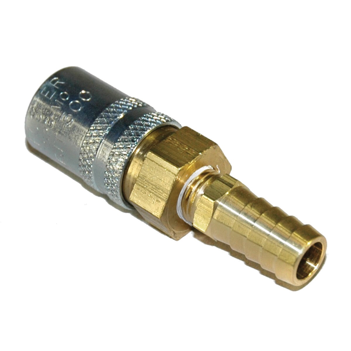 Coupler, 3/8" Passage, 1/2" Hose Barb Straight, Valved, 308 Series. - Image 1