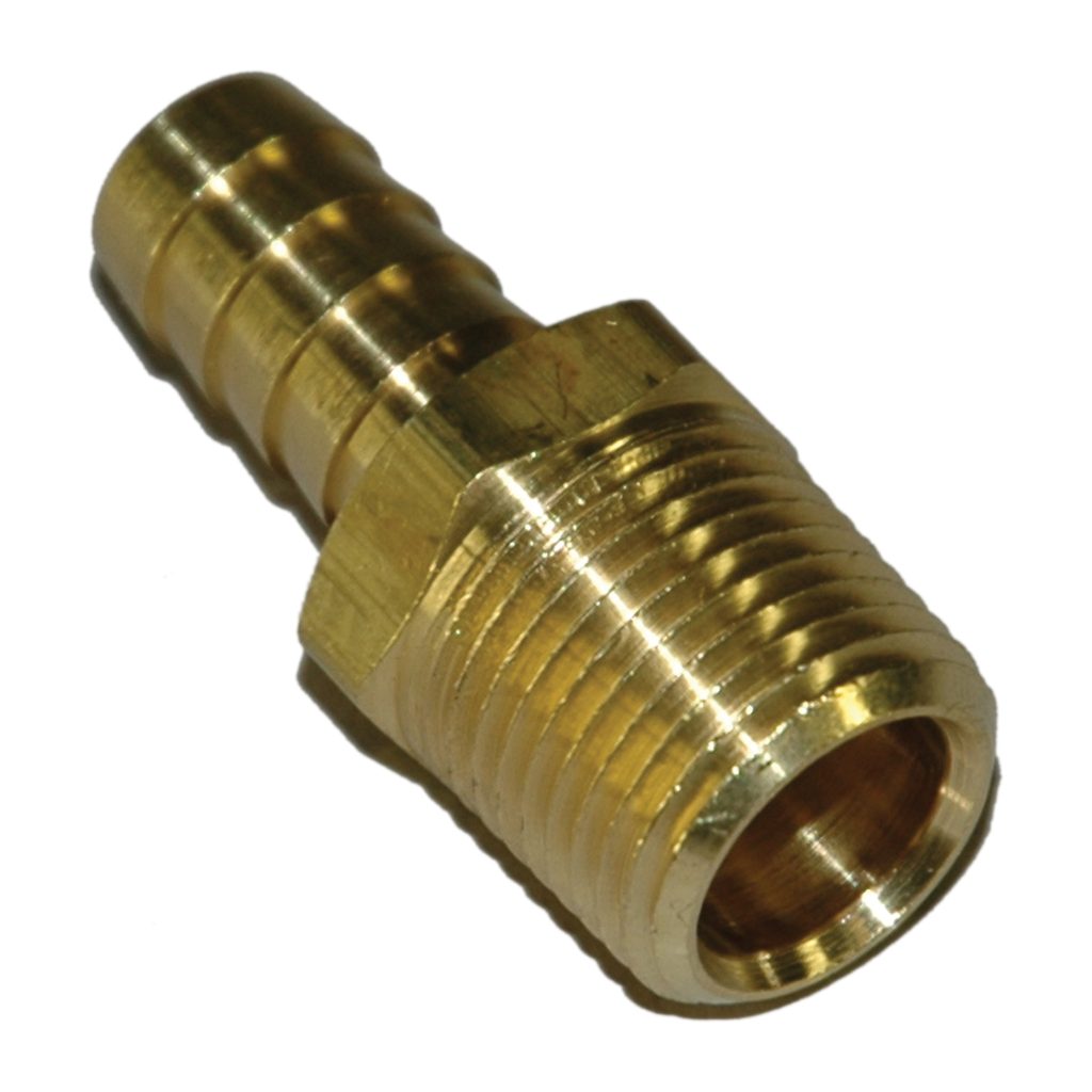 Hose Barb, 1/2" Inside Diameter Hose, 1/2" Male NPT, Straight, Brass