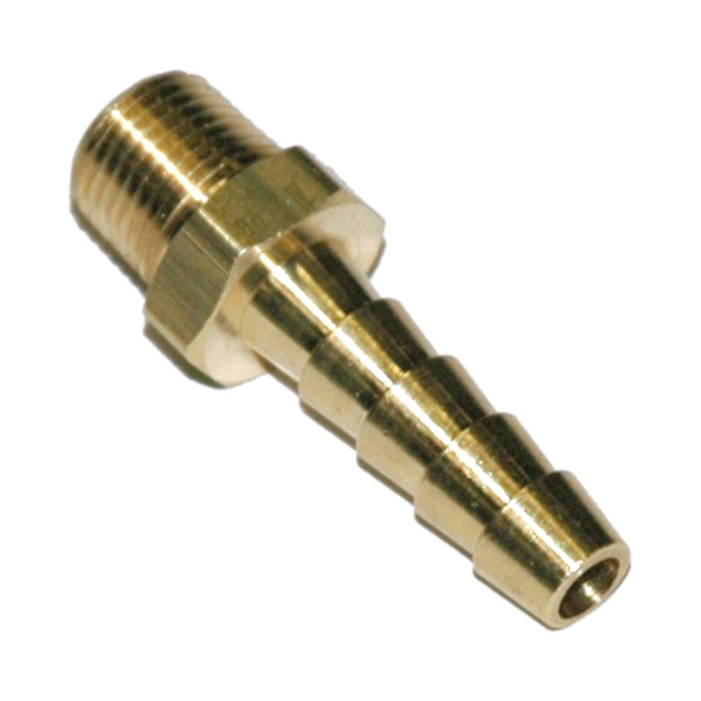 Hose Barb, 1/4" Inside Diameter Hose, 1/8" Male NPT, Straight, Brass